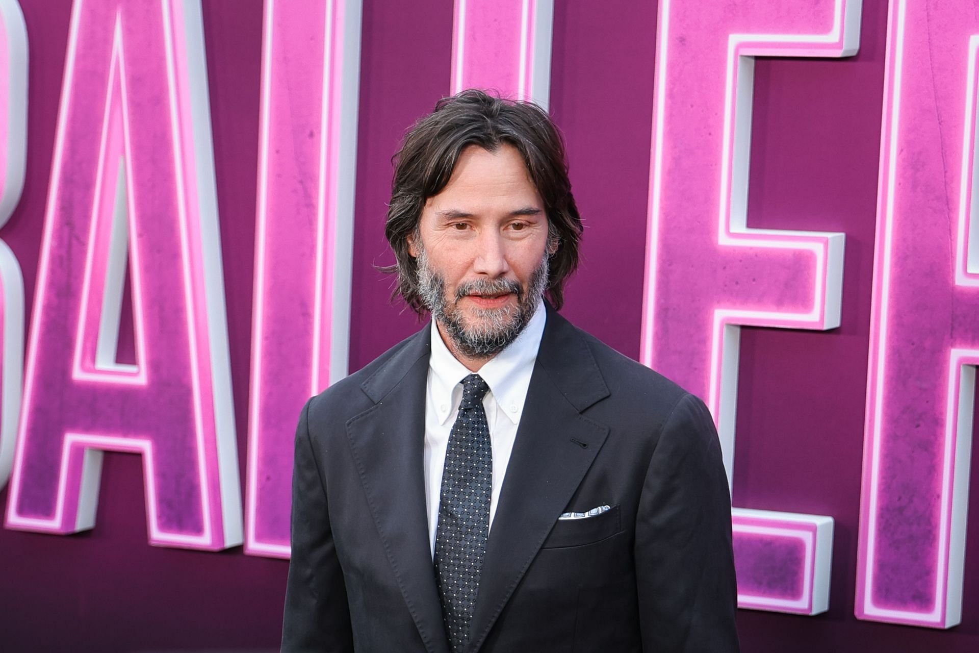 Keanu Reeves arrives at the world premiere of Ballerina (Photo by Maya Dehlin Spach/WireImage)